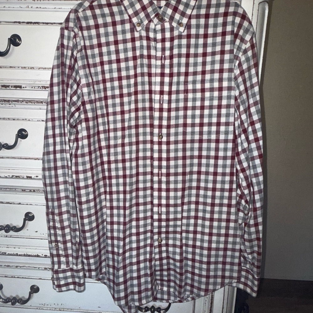 Men's Red and White Checkered Shirt
